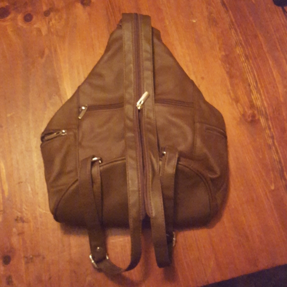 NWOT Brown Genuine Leather Backpack - Picture 2 of 8